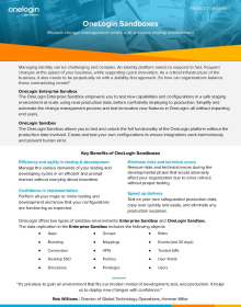 OneLogin Sandboxes Datasheet